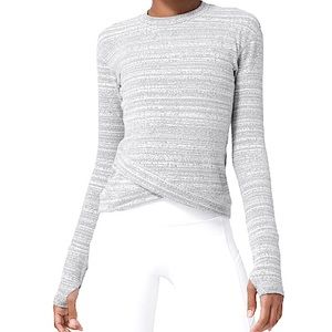 Lululemon find your pace grey & white knit long sleeve pullover workout top
